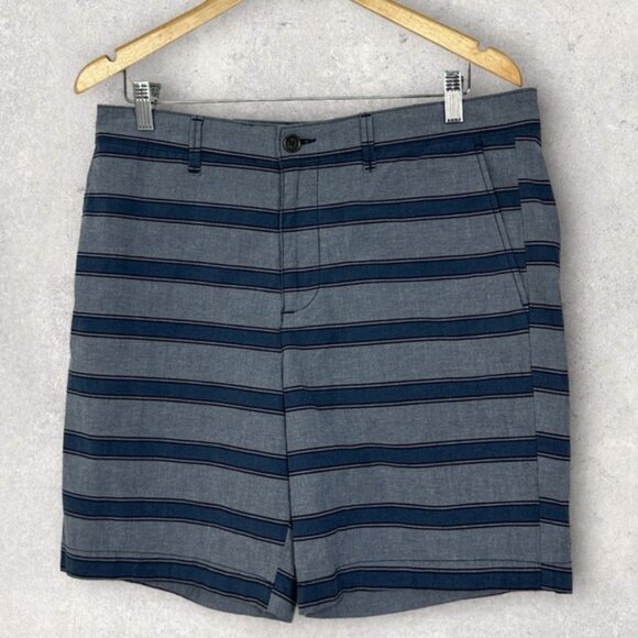 NWT Original Penguin 8inch Striped Chino Shorts Slim Fit Stretch Blue Size 33 Be - Picture 2 of 14